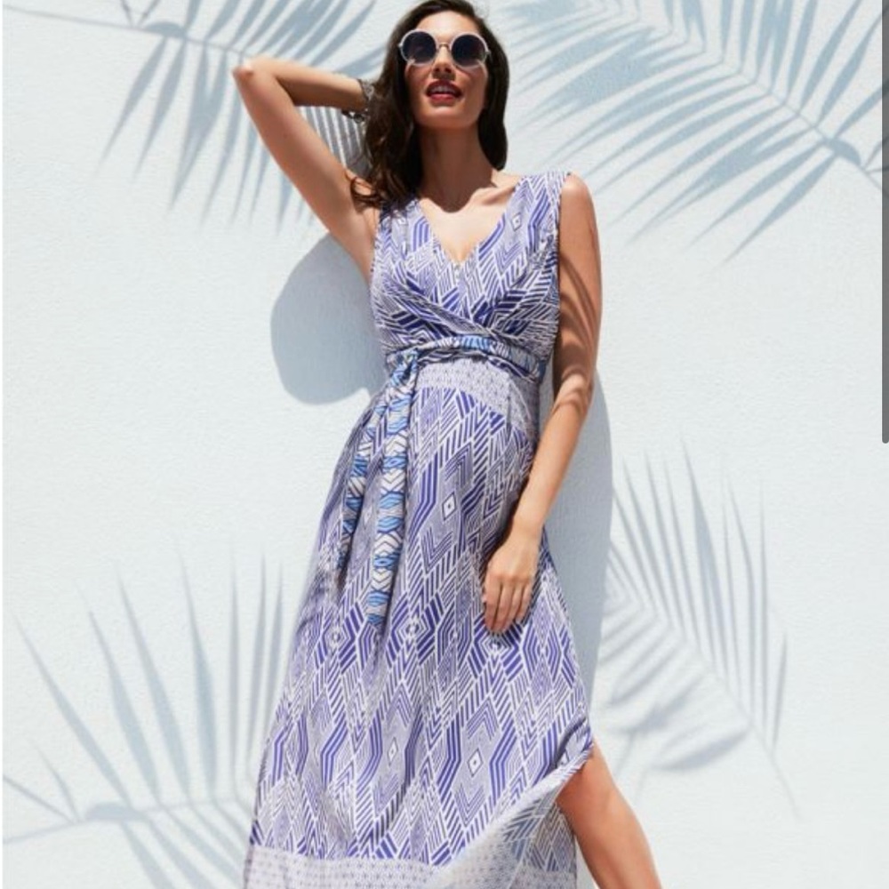 Seraphine Blue Diamond Maternity & Nursing Maxi Dress (size 6)